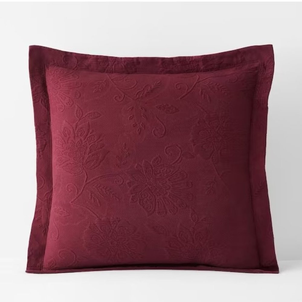 The Company Store Putnam Cotton Matelassé Euro Sham-Claret